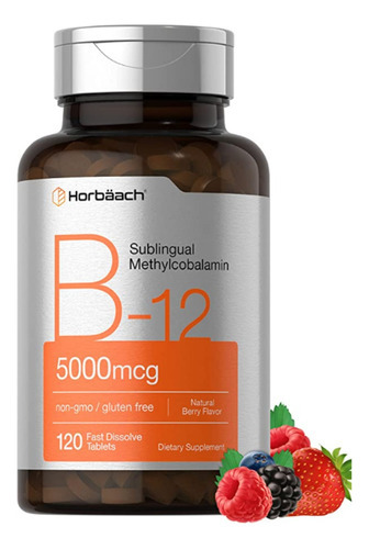 Vitamina B12 5000 Mcg Metilcobalamina Sublingual Sabor Bayas