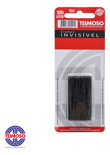 Grampo Invisível Preto 100 Unidades Teimoso