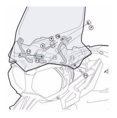 Kit Fixação, Parabrisa Bolha Lente Tiger 800 Givi D6401kit