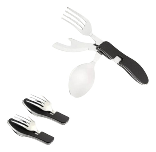 Juego Plegable De Cubiertos Camping Acero Inoxidable 3 En 1