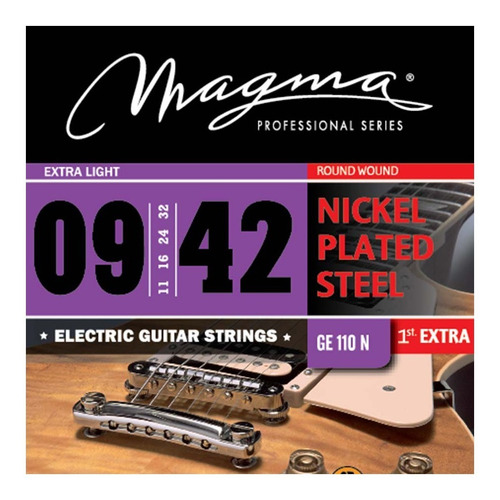 Imagen 1 de 4 de Encordado Cuerdas Guitarra Electrica Nickel .009 Magma Ge110n