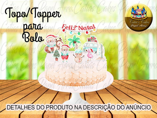 Imagem 1 de 1 de Topper Topo Para Bolo Festa Natal Tropical Papai Noel