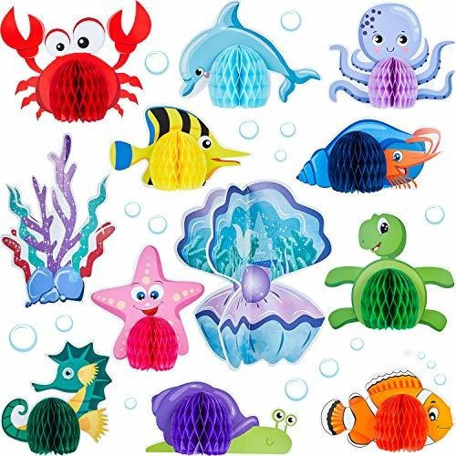 Imagen 1 de 2 de 12 Piezas Ocean Sea Animal Honeycomb Centerpiece Sea Criatur