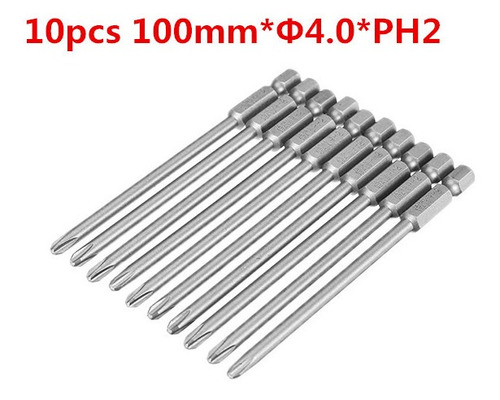 10pcs 100mm * ?4.0 * Ph2 Hex Shank Cross Head Magnetic Desto