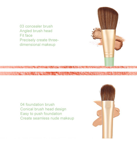 Set De 12 Brochas Para Sombras De Ojos, Colorete Y Corrector