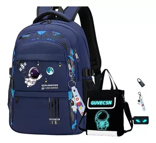 Set 5 Mochila Astronauta Para Niños Y Adolescentes, Bolsa Escolar De Gran Capacidad Para Niños, Primaria Y Mediaresistente Al Agualapicera Tote Lon