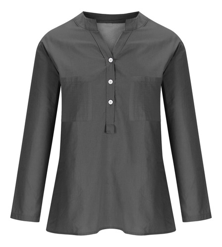 Blusa De Verano De Manga Larga Transpirable Con Cuello En V