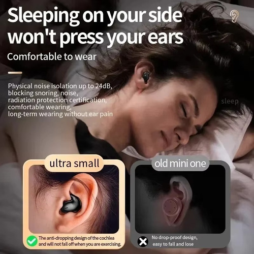 Fone De Ouvido Sem Fio Invisible Sleep Tws Bluetooth 5.3 Fon