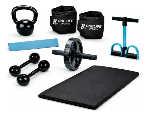 Kit Fitness Ginástica Treino Em Casa 7 Itens Preto
