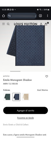 Louis Vuitton, Estola Monogram Shadow ( Azul Marino)