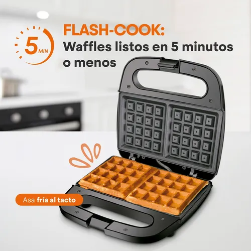 Wafflera Belga Power Ready 2 Rebanadas Acero Masterchef Color Plateado 120V