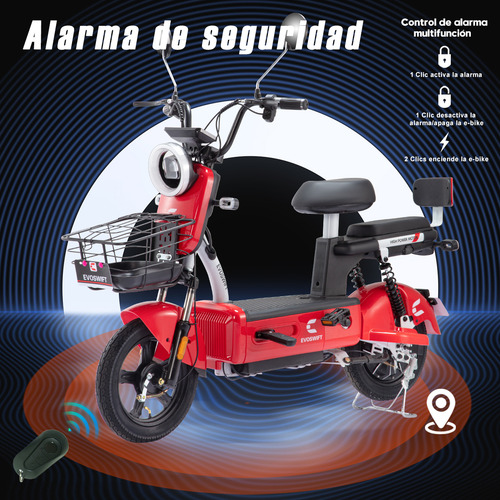 Bicicleta Eléctrica EVOSWIFT E600 Color Rojo 48v