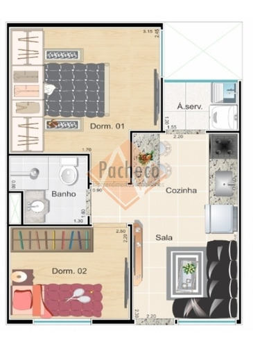 Imagem 3 de 3 de Apartamento/studio Na Vila Matilde 34 M², 2 Dormitórios, 1 Vaga, R$ 220.000,00 - 2206
