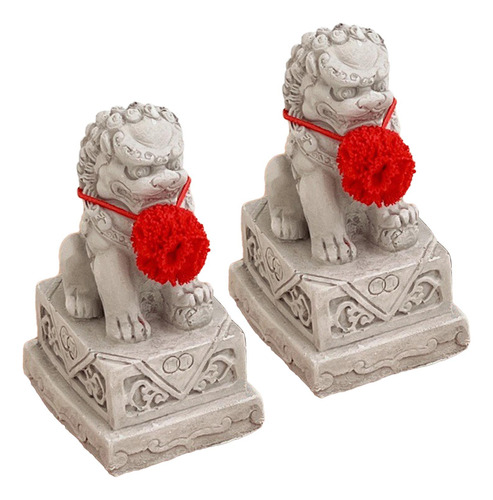5 Paquete De 5-6 2 Estatuas De Piedra De Perros Fu 5 Piezas