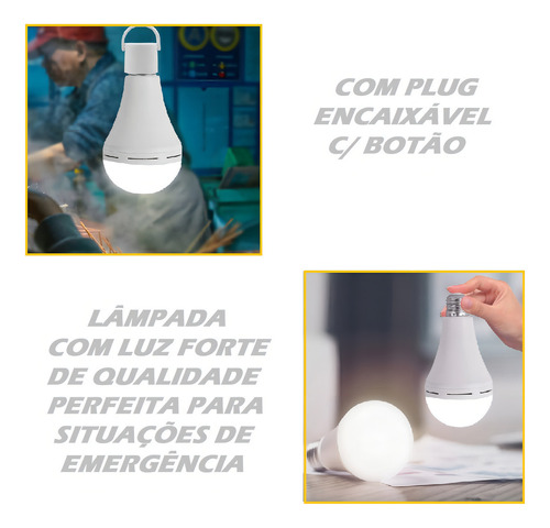 2 Pcs Luz Led Emergência Indução/botão/bocal Recarregável Cor Da Luz Branco-frio