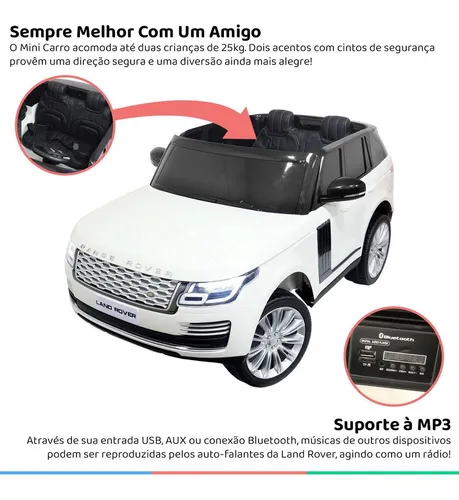 Carro Eletrico Infantil Para Criança Com Controle Entrada USB e MP3 Micro SD Luzes Land Rover - Baby&Kids