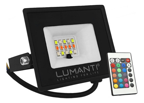 Refletor Led Smart 20w Rgb Bivolt Ip66 C/ Controle Remoto Cor da carcaça Preto 110V/220V