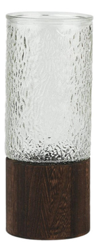 Jarrón De Vidrio Con Base De Madera Elegante Jarrón