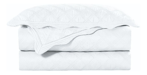 Imagem 2 de 3 de Kit Colcha Queen Cobre Leito 3 Peças 2,40x2,60 Orfeu Branco