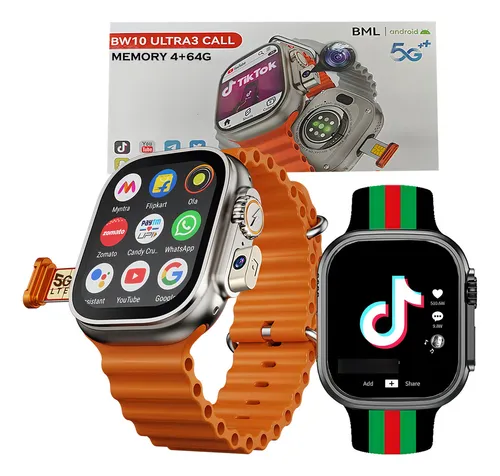 comprar Relogio Smartwatch Bw10 Ultra3 Call 5g Gps Amoled AI RAM 4GB 64GB 2 Pulseira Caixa Preto Pulseira Preto Bisel Preto Desenho Da Pulseira Mesh