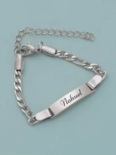 Pulsera Bebé Con Nombre Acero Pulserita Grabada Nena Nene Plateado 12 Cm 12 Cm