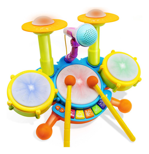 Juego De Batería Musical Niños Pequeños Rojo Navidad 12