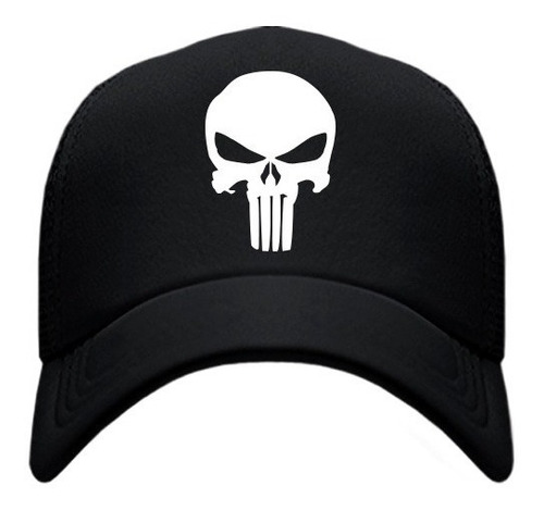 Gorra Tipo Trucker Negra The Punisher Skull Calavera