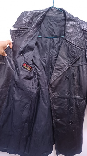 7k Casaca Larga Sobretodo Cuero Natural Talla S Vintage (Usado)
