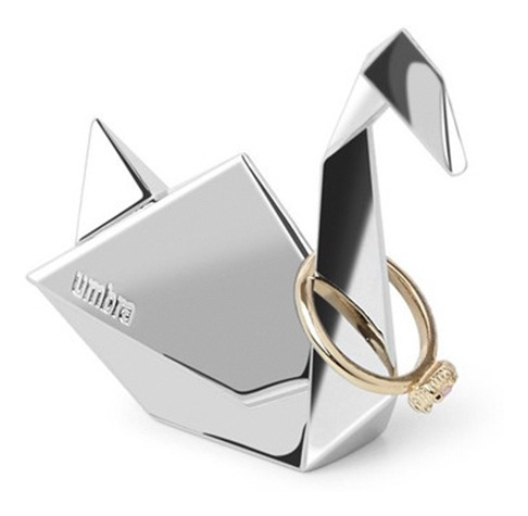 Porta-aneis Umbra Cisne Origami Cromado