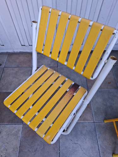 Reposera De Caño Y Pvc Retro Vintage Plegable Firme Amarillo