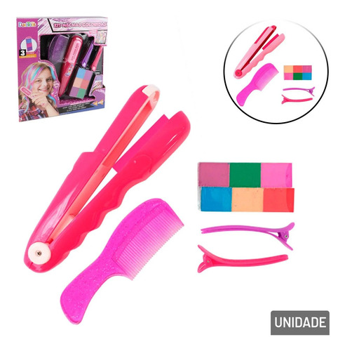 Chapinha Pinta Cabelo Mechas Colorida Make Brinquedo Criança