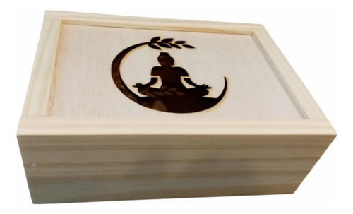 Caja En Madera -tapa Corrediza Calada- Yoga Regalo  Día De 