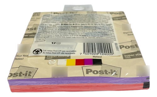 Block Notas Adhesivas Post It Sticky 3x3in Poppy Pink & Lila