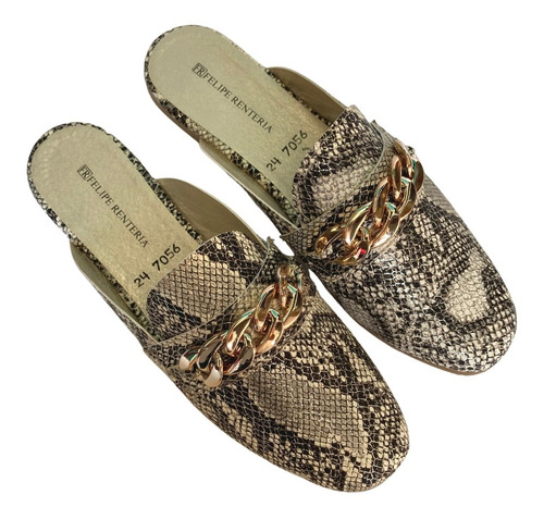Imagen 1 de 9 de Zapato Flat Dama Felipe Rentería Mule Con Cadena