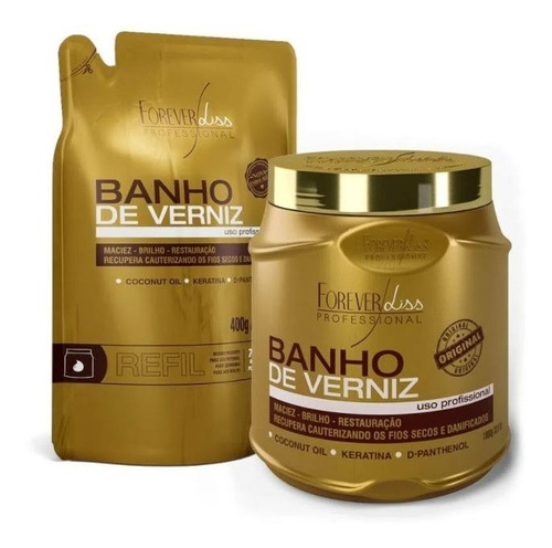 Kit Máscara Capilar Banho De Verniz 1kg + Refil Forever Liss