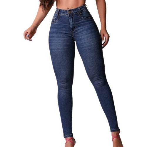 Calça Jeans Luxo Cós Alto Levanta E Modela Bumbum 