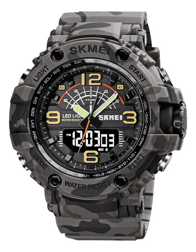 Reloj Hombre Skmei 1617 Sumergible Digital Alarma Cronometro Color de la malla Gris camuflaje Color del bisel Negro