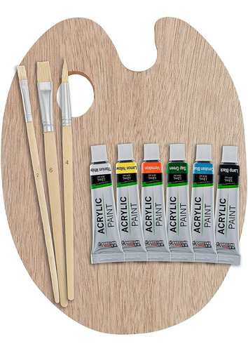 Us Art Supply - Set De Paleta De Madera Con 6 Unidades De Ac