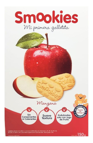 Galletitas Smookies Baby Manzana 12 X 150 Gr - 0% Grasas