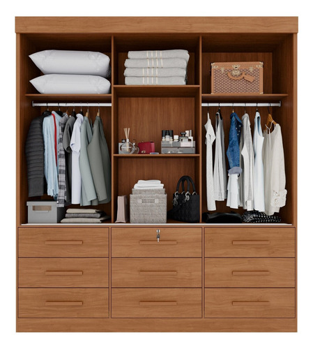 Guarda-roupa 3 Portas 9 Gavetas Florença Espresso Móveis