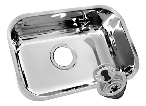 Cuba Pia Inox Cozinha 46x30x17 Aço 430 Polida