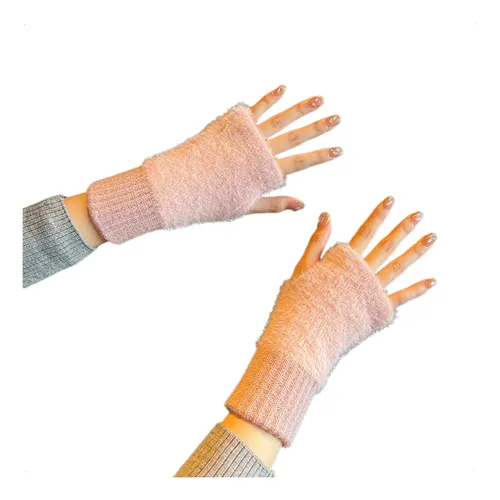Guantes Invierno Mujer Mitones Sin Dedos Abrigados Elasticos