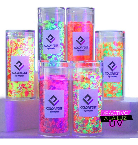 Glitter Escamas Mix Colores Fluo Pintafan 15 Grs