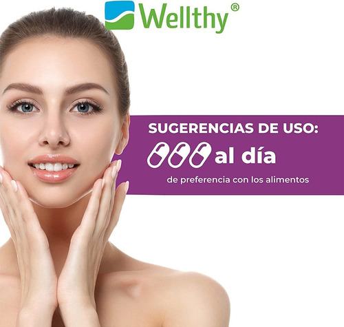 Colágeno Hidrolizado Resveratrol 90 Cápsulas Wellthy Sabor Sin Sabor