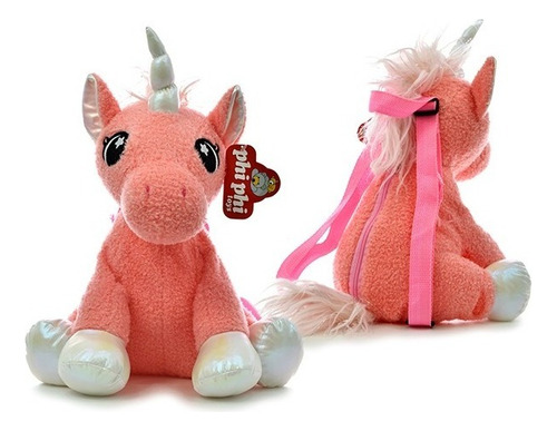 Mochila Urbana Phi Phi Toys Unicornio Unicornio Color Coral Diseño Peluche