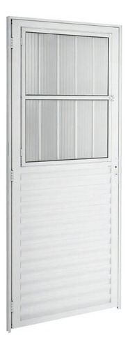 Porta De Alumínio Postigo 210x80cm Com Grade E Vidro Wt
