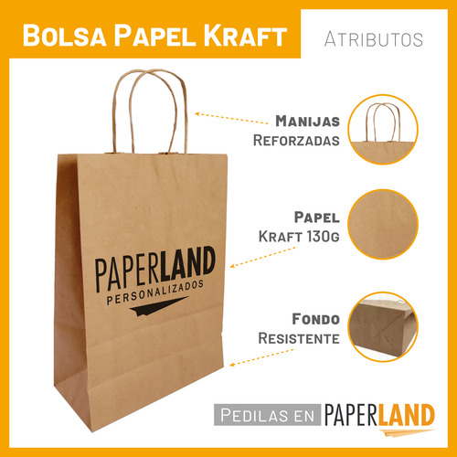 Bolsas Papel Kraft Personalizadas X 100u. - 26x12x36 Kraft - Madera Personalizada Papel