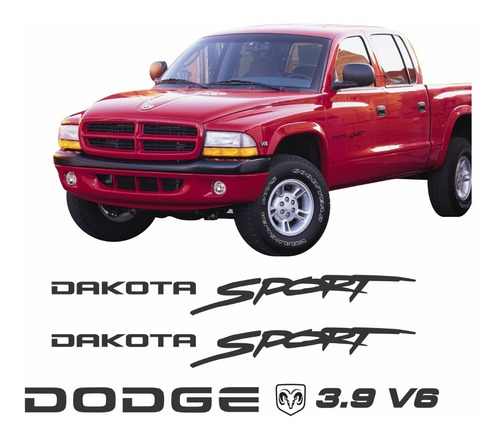 Kit Adesivos Dodge Dakota Sport 3.9 V6 Em Preto Dkt39pt