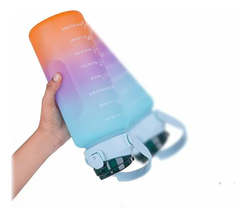 Set 2 unidades botella de agua deportiva 2l y 800 ml motivacional ax color celeste