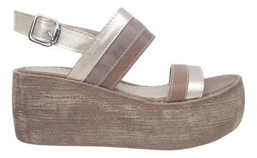 Sandalias Negro Charol Beige Oro Mujer 35 Al 40